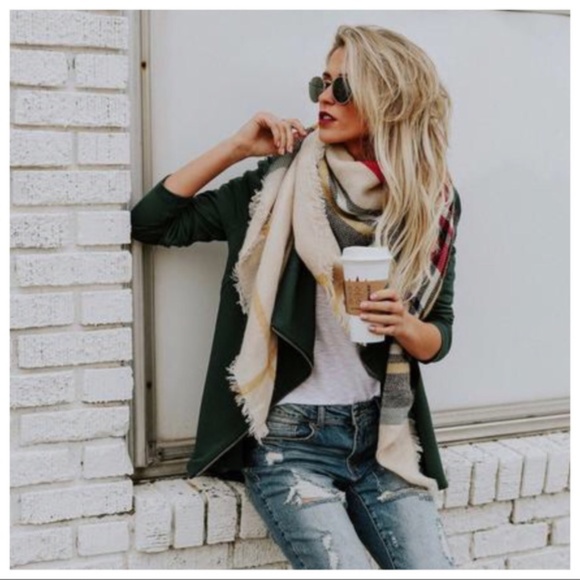 Vibrant Plaid Blanket Scarf - Picture 3 of 4